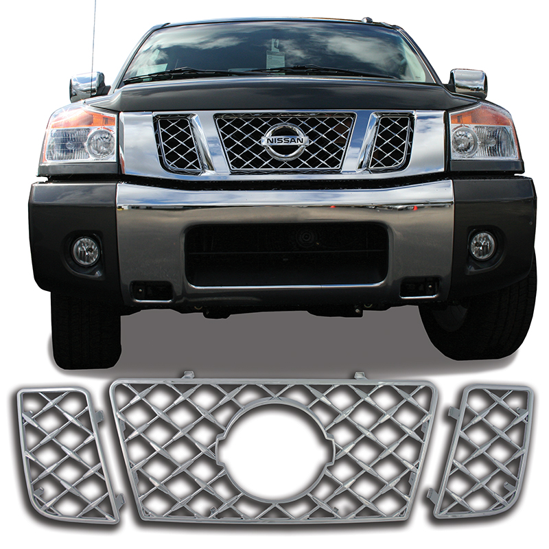 Nissan Titan Chrome Grille Overlay, 2008, 2009, 2010, 2011, 2012, 2013 ...