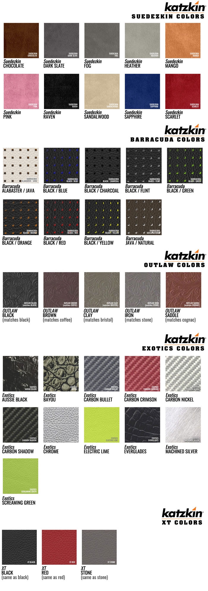 Katzkin Insert Color Samples