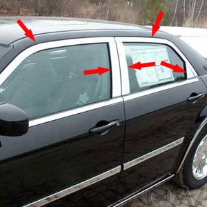 6pcs Fenêtre de porte de voiture Chrome Pilier Post Trim 2005-2010 Chrysler  300